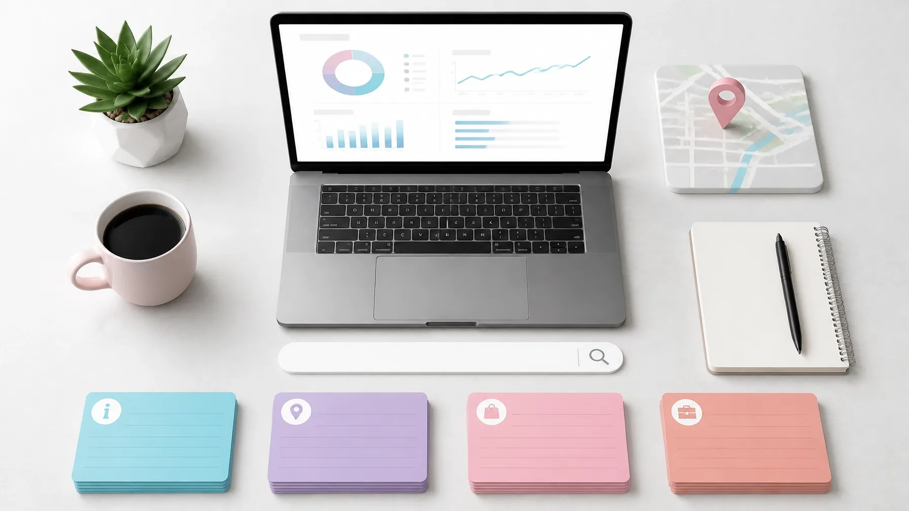 Organized keyword research workflow with analytics, search data, and grouped query themes